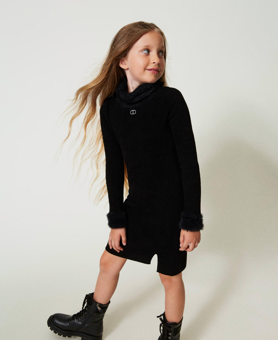 Twin Set Abito corto in maglia effetto pelliccia Shopping Online