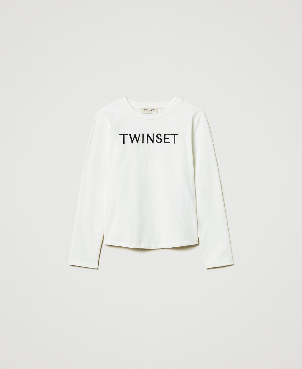 Twin Set T-shirt cropped con logo ricamato Novità
