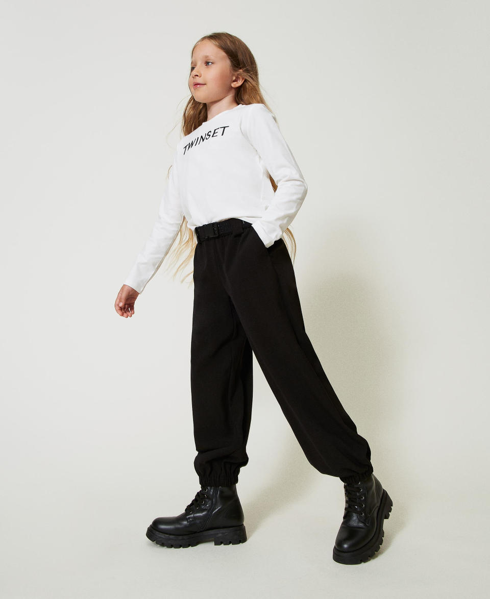 Twin Set T-shirt cropped con logo ricamato Novità