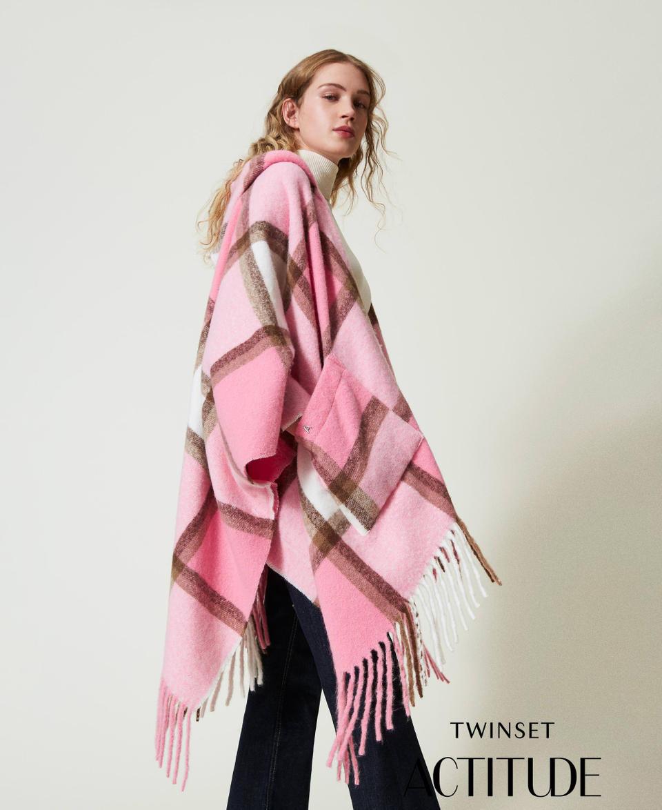 Twin Set Poncho in panno con frange