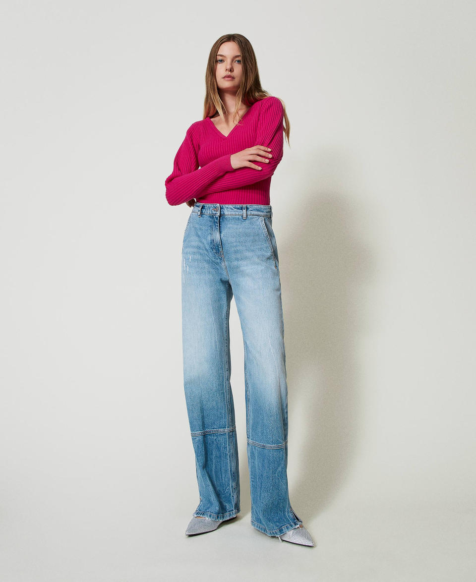 Twin Set Jeans wide leg con tagli Soddisfazione Garantita