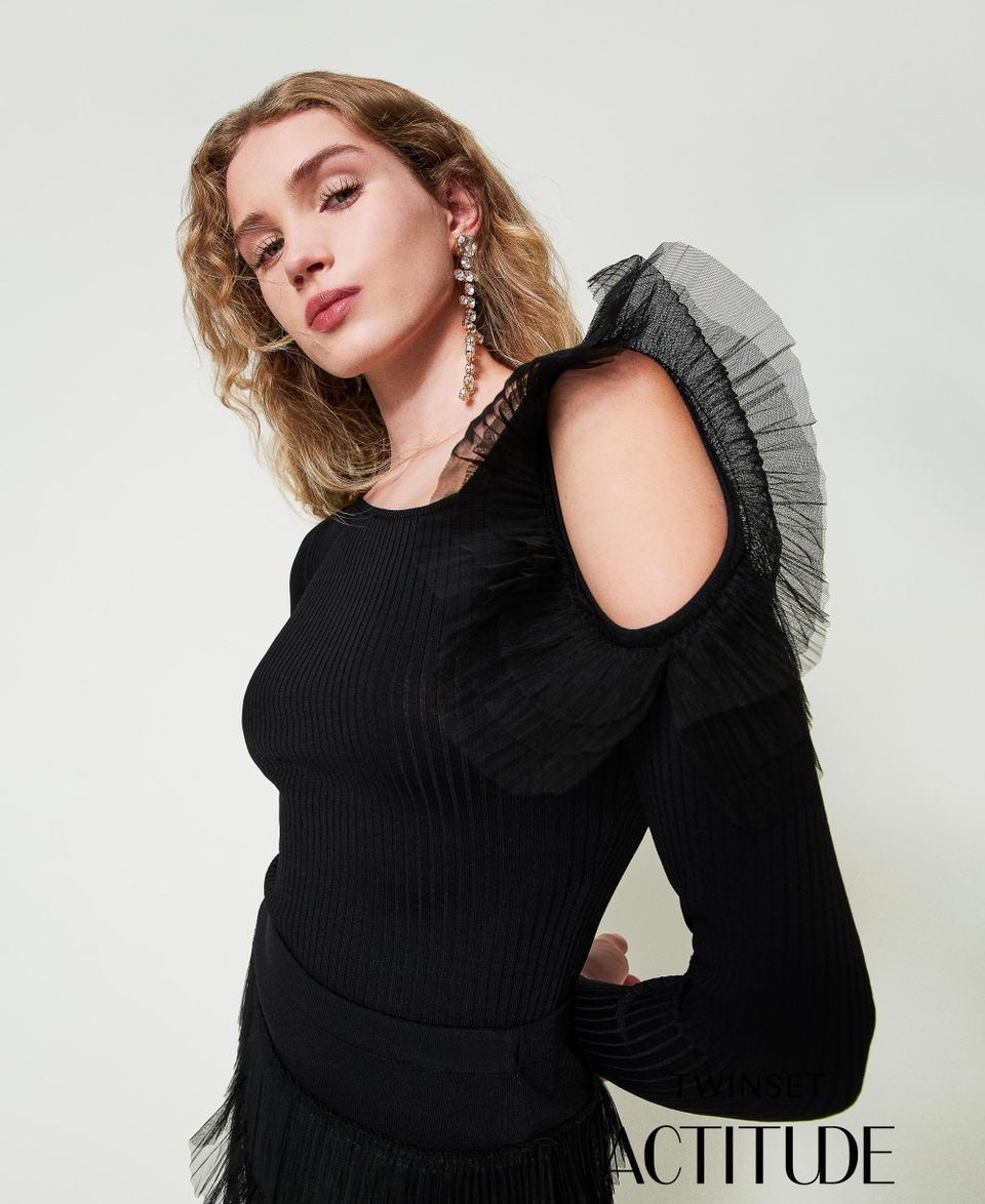 Twin Set Maglia fitted con cut-out e tulle