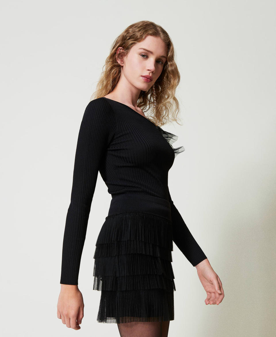 Twin Set Maglia fitted con cut-out e tulle Consegna Veloce