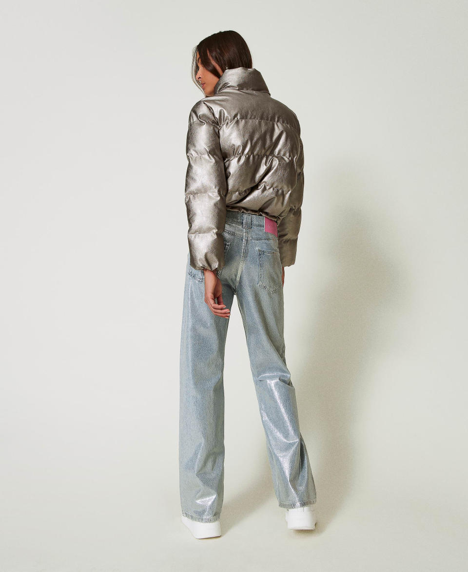 Twin Set Jeans wide leg con spalmatura argento Fino Al -60%
