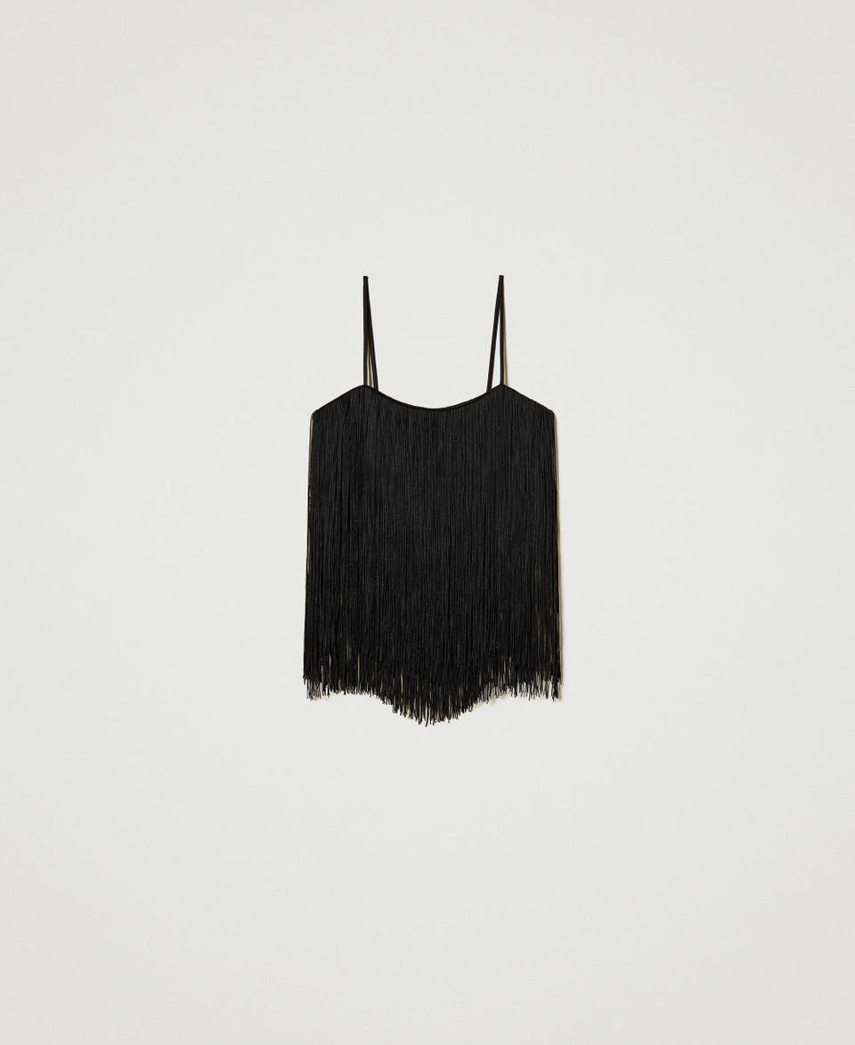 Twin Set Top corto MYFO con frange Shopping Online