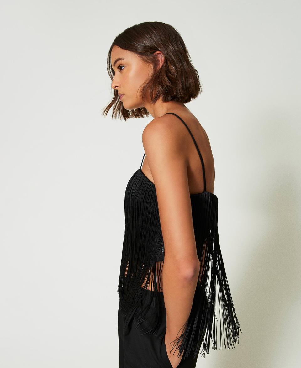 Twin Set Top corto MYFO con frange Shopping Online