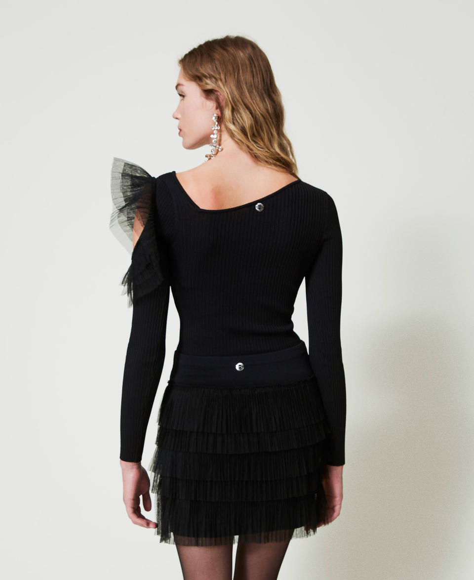 Twin Set Minigonna in maglia con balze in tulle Convenienza