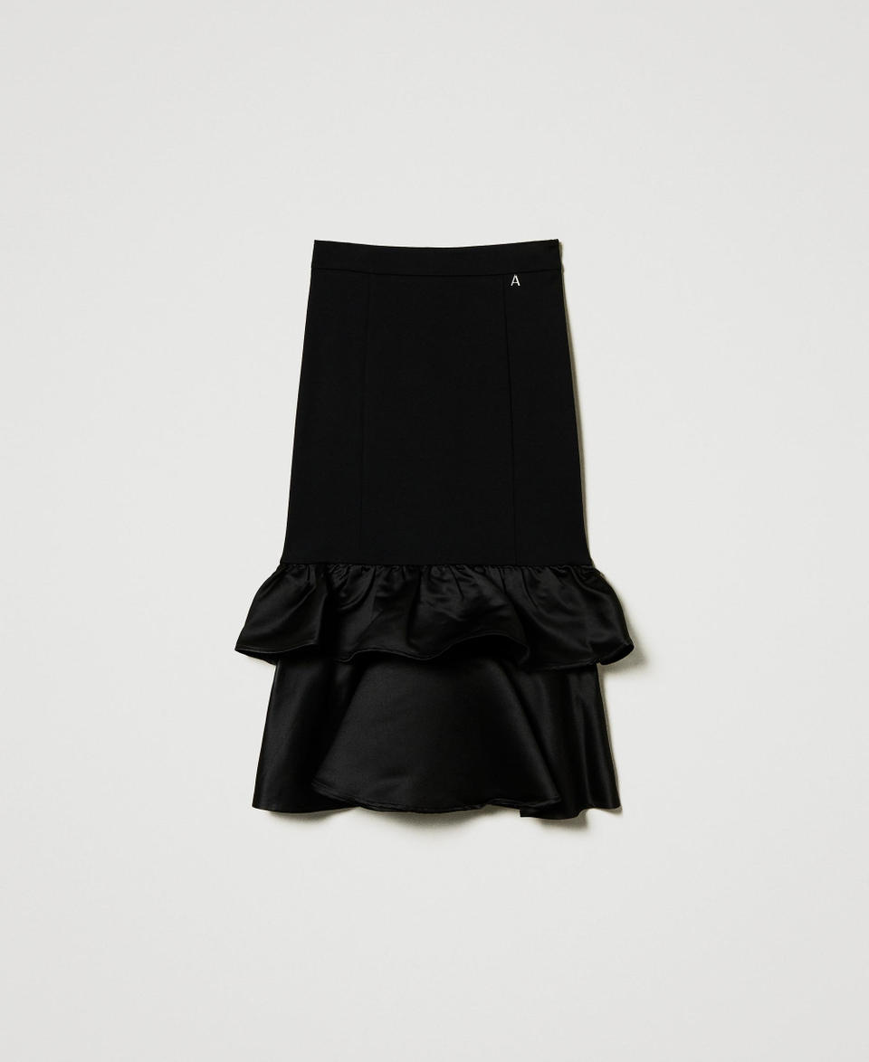 Twin Set Gonna longuette con balze in raso Offerta
