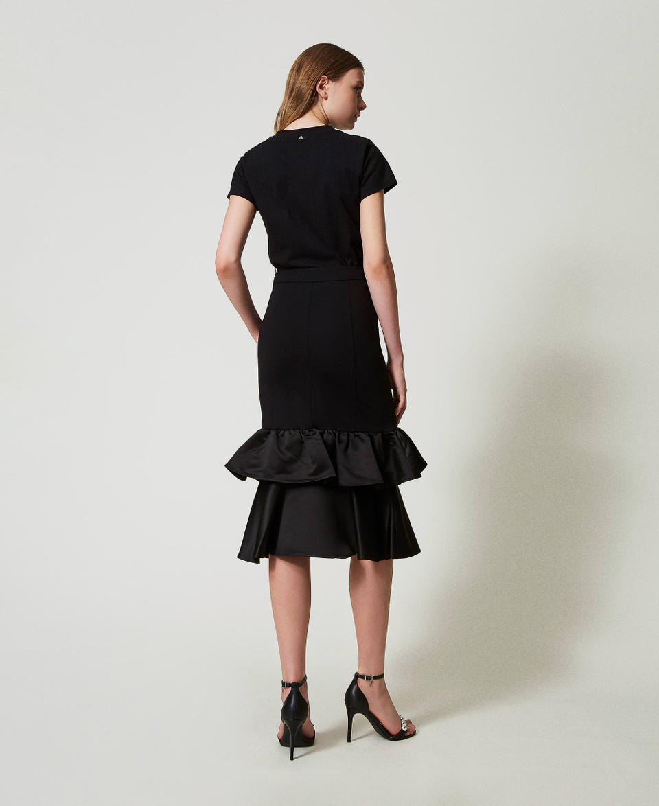 Twin Set Gonna longuette con balze in raso Offerta