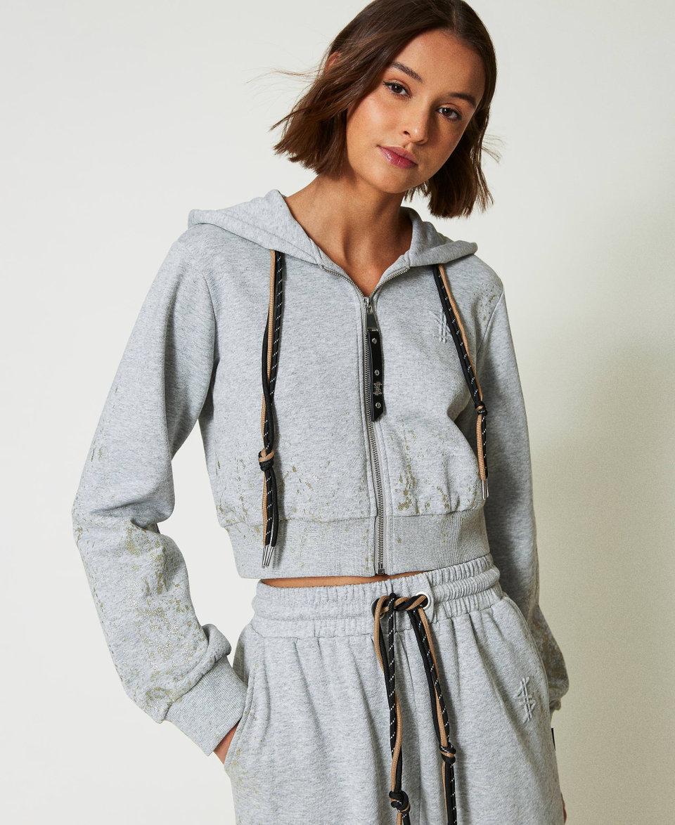 Twin Set Felpa cropped MYFO con stampa glitter Offerte