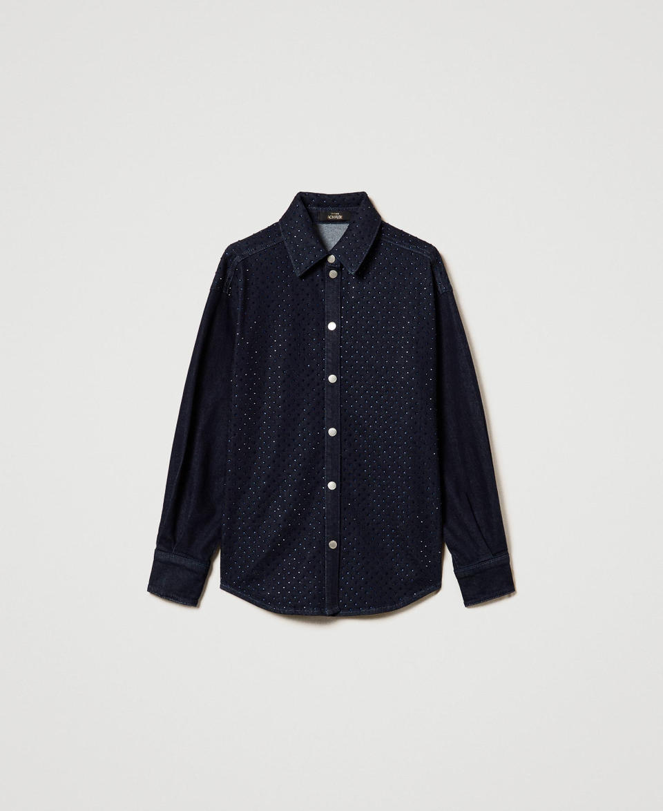 Twin Set Camicia in jeans con strass Vendita Calda