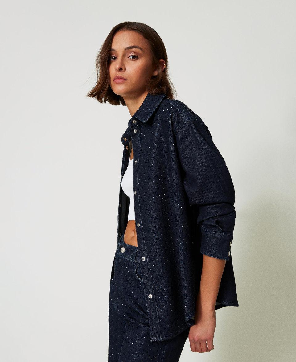 Twin Set Camicia in jeans con strass Vendita Calda
