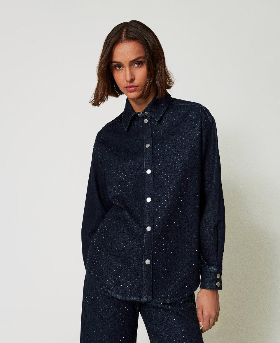 Twin Set Camicia in jeans con strass Vendita Calda