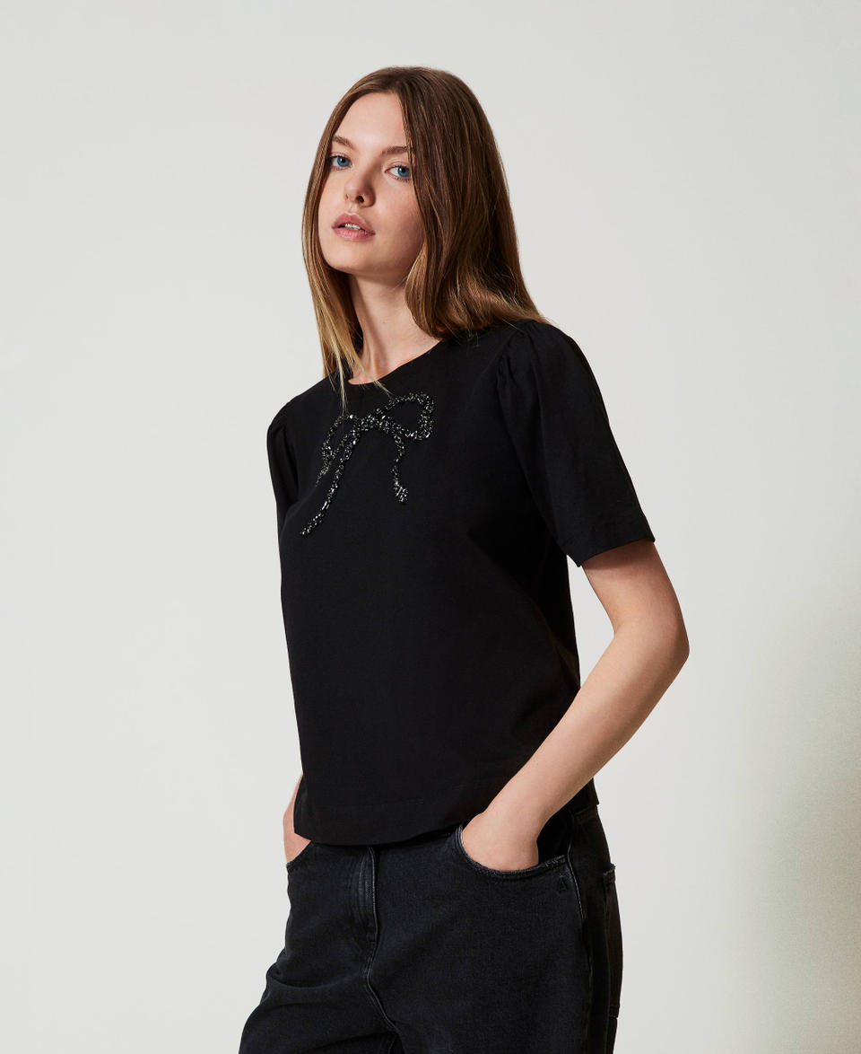 Twin Set T-shirt con ricamo a fiocco I Più Venduti