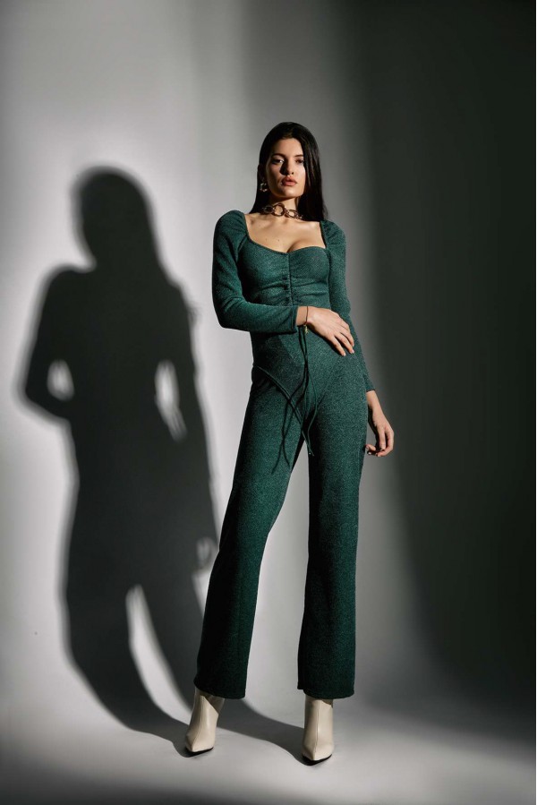 U R Ink RAFFAELLA054W1A8 PANTALONI GREEN Prezzo Ridotto