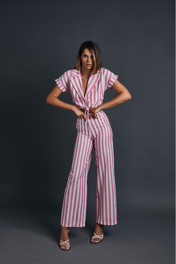 U R Ink VERACRUZ244S3M7 PANTALONI BIANCO-ROSA Italia