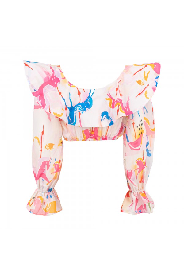 U R Ink LA PAZ 124S3U6 TOP e BODY BIANCO-ROSA-BLU Promozione Limitata