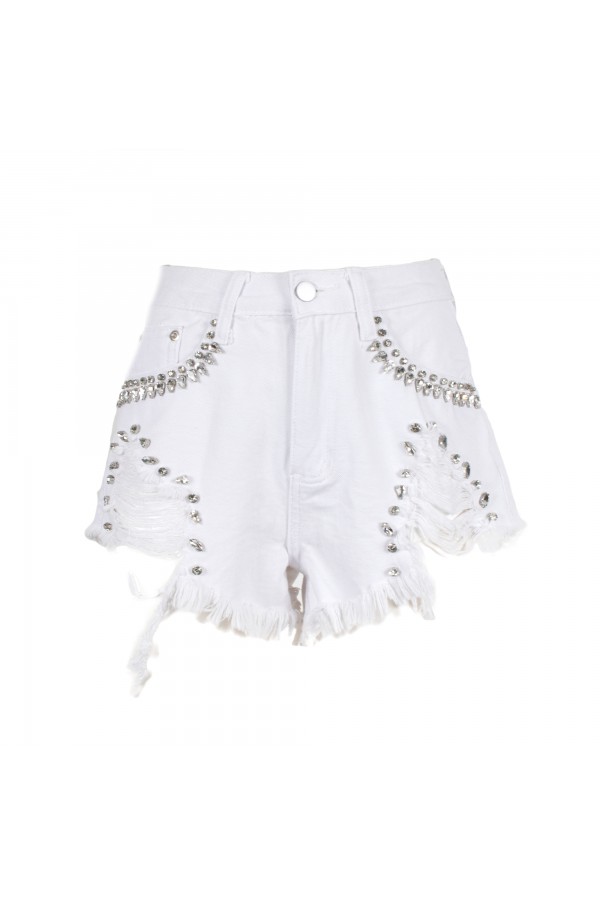 U R Ink CRUCE 094S4N8 SHORTS DENIM BIANCO In Saldo