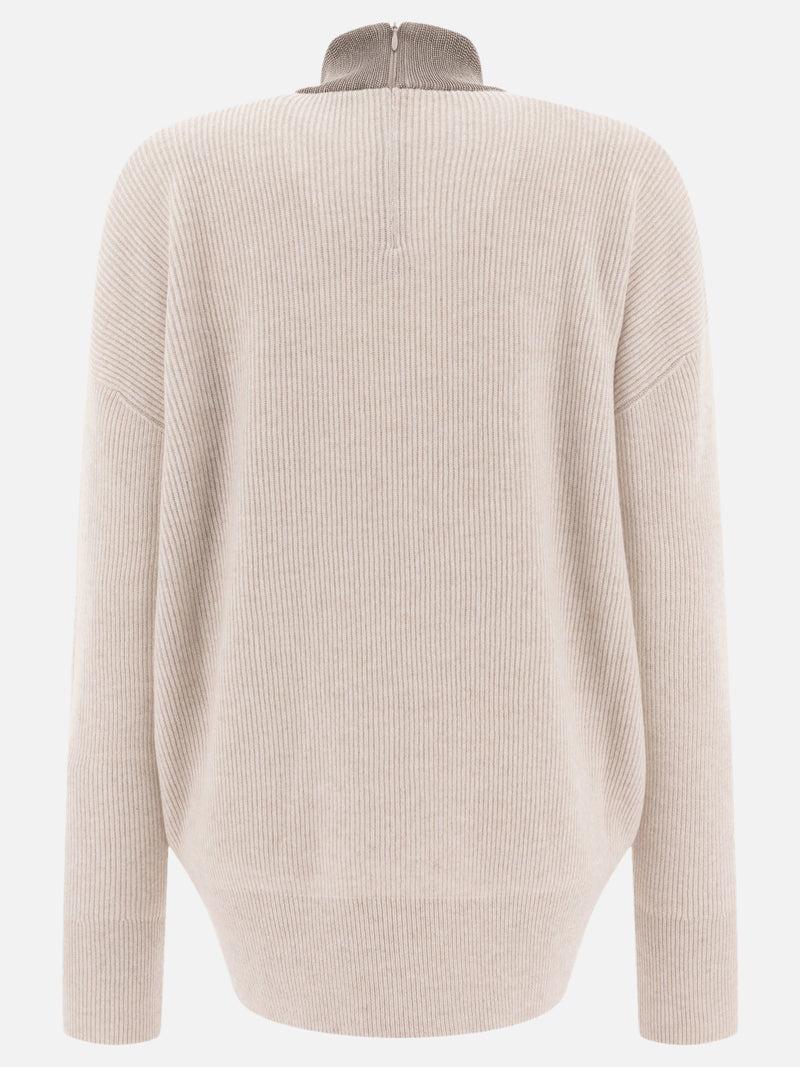 Vietti Brunello Cucinelli Maglione in cashmere con Precious Ribbed Collar Sconto di tempo limitato
