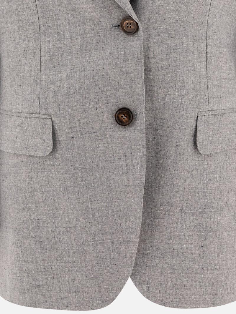 Vietti Brunello Cucinelli Blazer in canvas di lino e lana con monile Negozio online di fabbrica