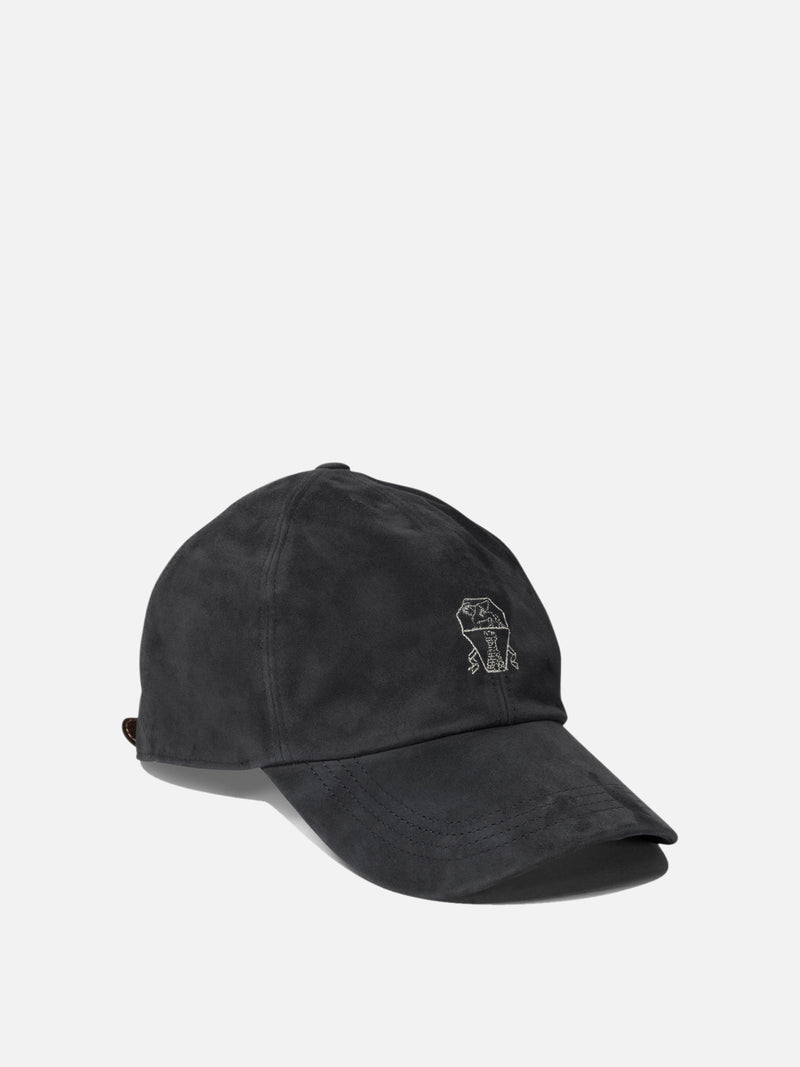 Vietti Brunello Cucinelli Cappello da baseball in camoscio leggero con logo ricamato Sostegno trimestrale