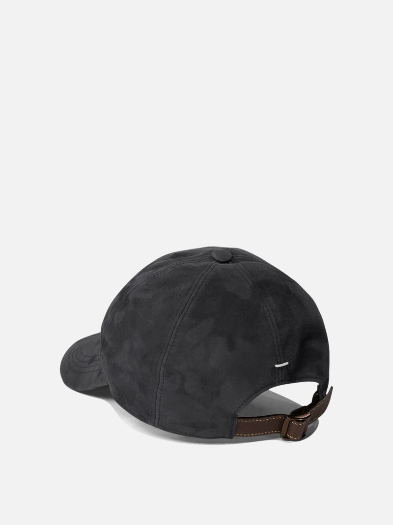 Vietti Brunello Cucinelli Cappello da baseball in camoscio leggero con logo ricamato Sostegno trimestrale
