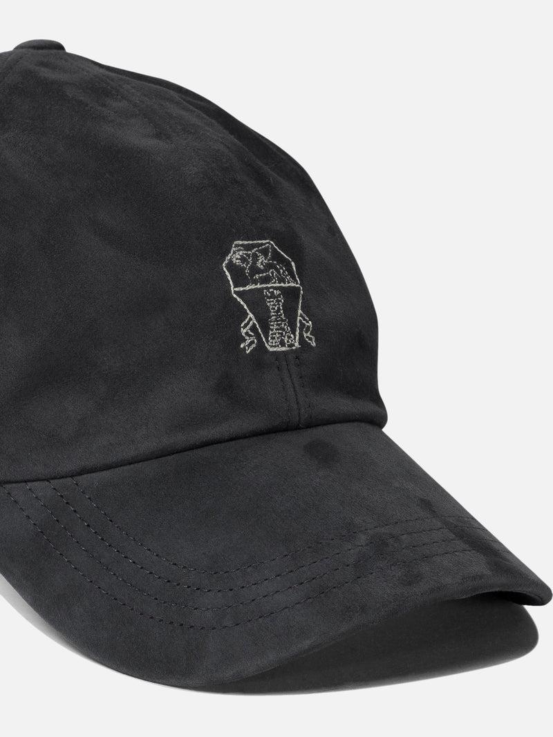 Vietti Brunello Cucinelli Cappello da baseball in camoscio leggero con logo ricamato Sostegno trimestrale