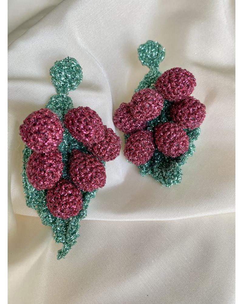 Y'am Capri Grapes Crochet earrings Nuova