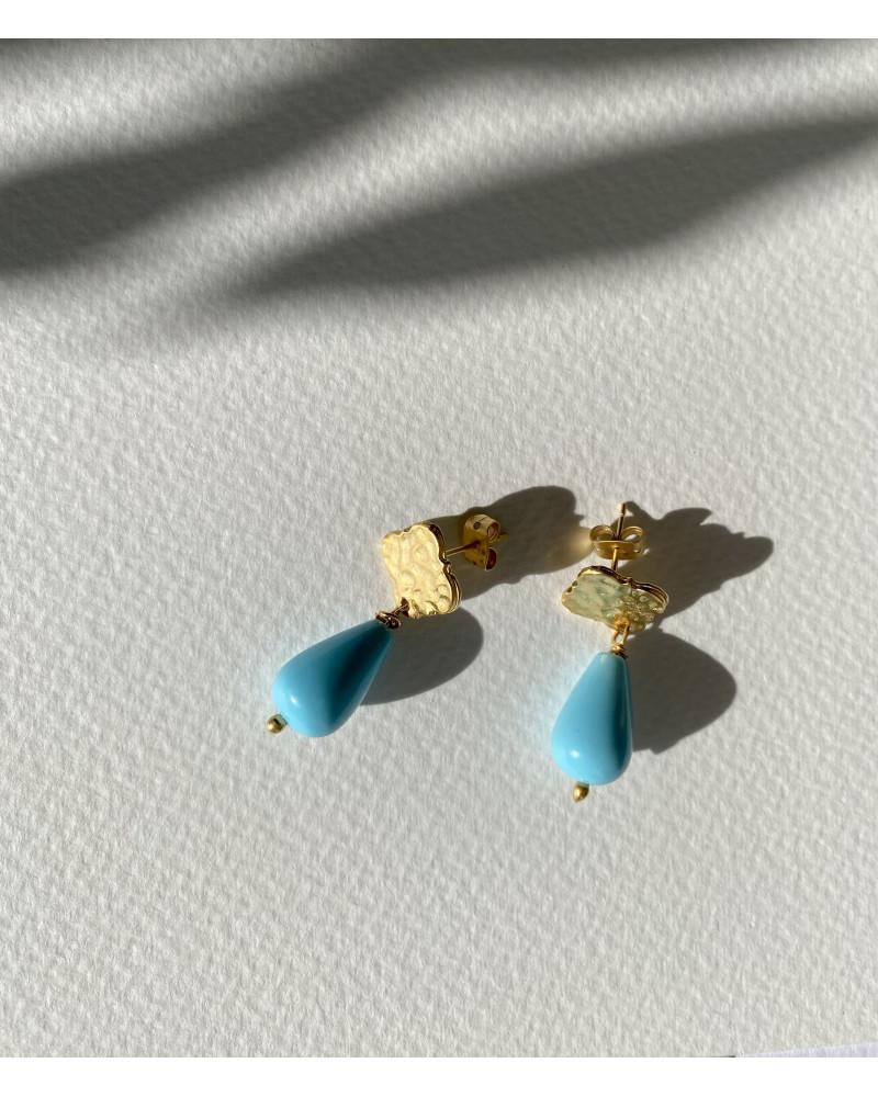 Y'am Capri Y'AM mini stud earrings with turquoise paste Prezzo Ridotto