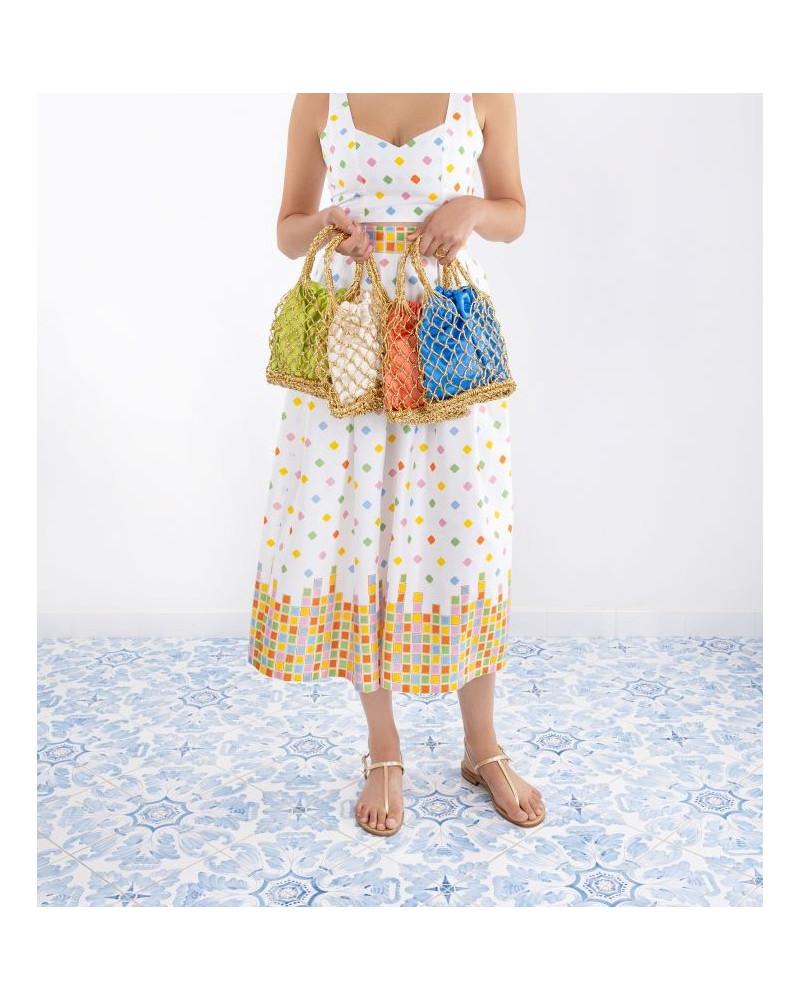 Y'am Capri Helenuccia Bag + un sacchetto colorato blu carta da zucchero Presa