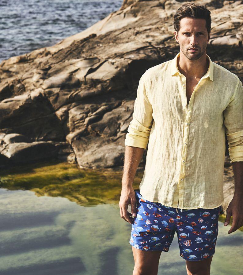 Zeybra CAMICIA UOMO LINO YELLOW Moda