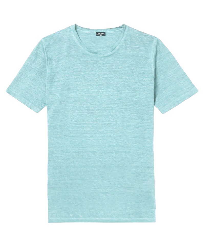 Zeybra T-SHIRT UOMO LINO ACQUA Vendita Calda