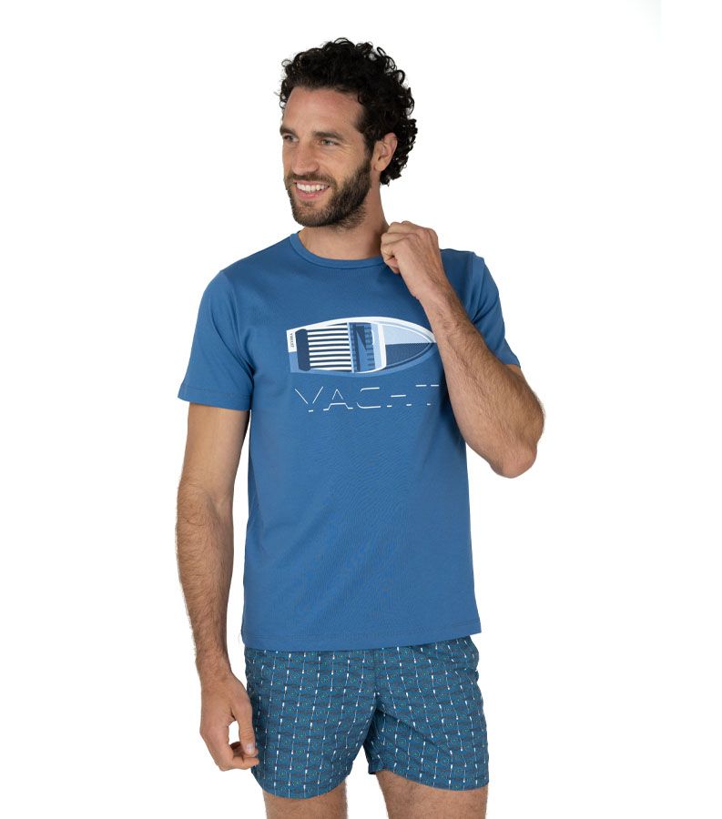 Zeybra T-SHIRT UOMO 100% COTONE SUPIMA INDIGO 50% di sconto con spedizione gratuita