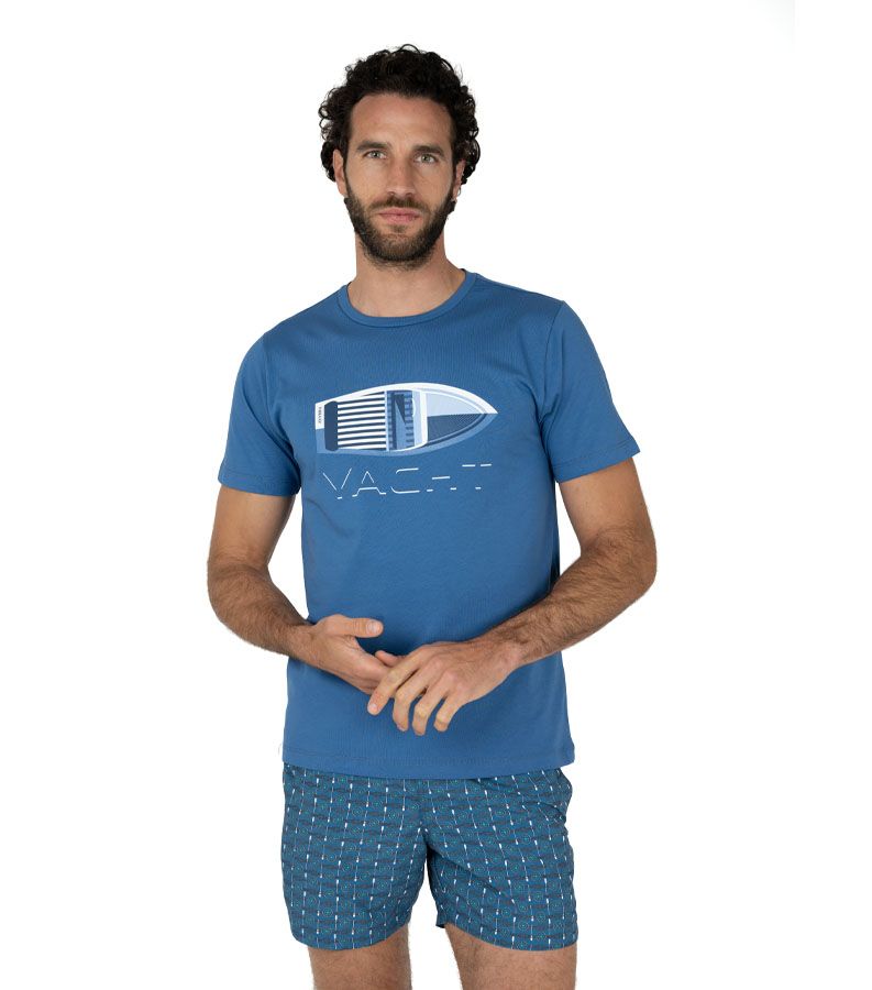 Zeybra T-SHIRT UOMO 100% COTONE SUPIMA INDIGO 50% di sconto con spedizione gratuita
