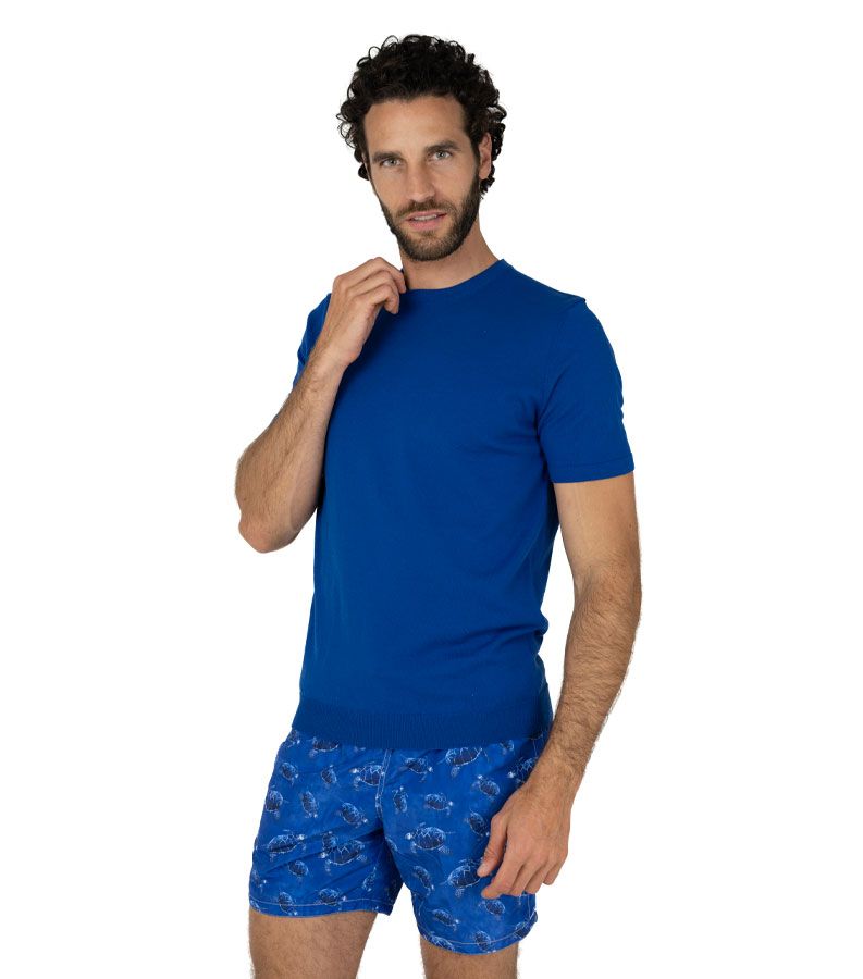 Zeybra T-SHIRT UOMO 100% COTONE CRÈPE INCHIOSTRO Duty-free