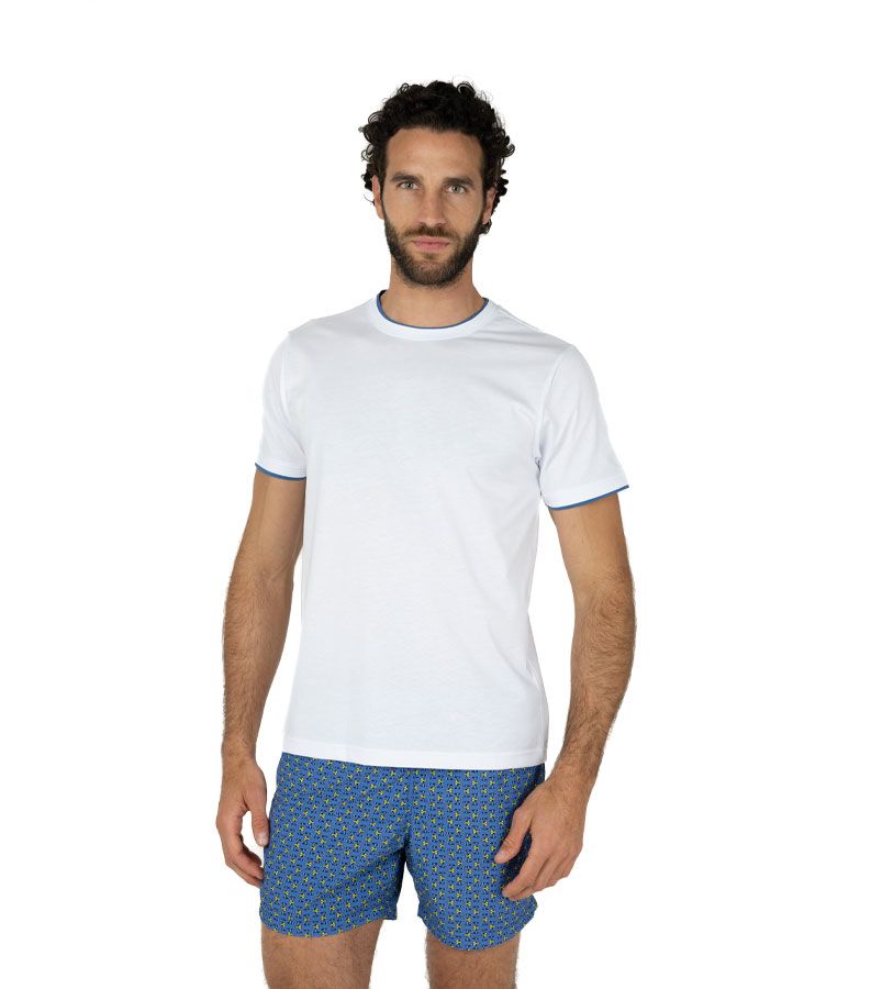 Zeybra T-SHIRT DOPPIO COLLO 100% COTONE BIANCO Italia