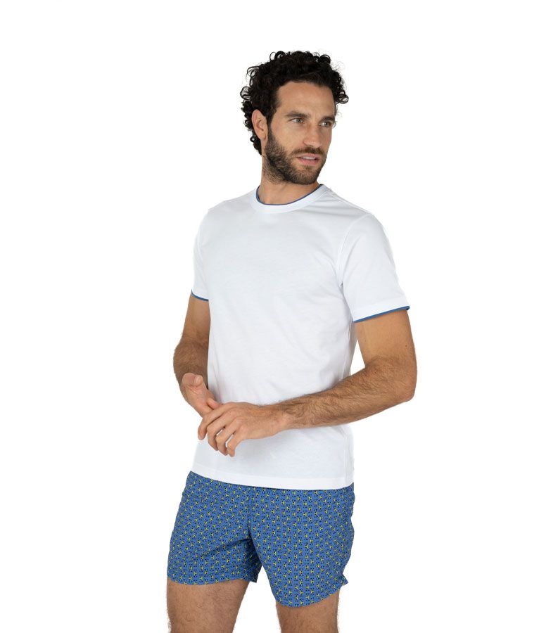Zeybra T-SHIRT DOPPIO COLLO 100% COTONE BIANCO Italia